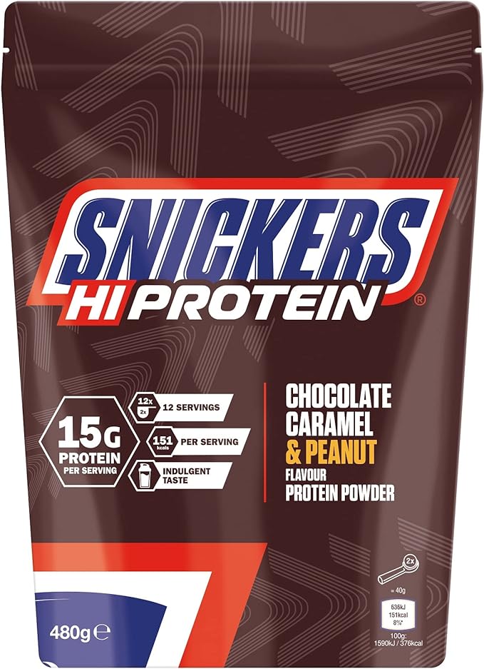 Snickers HiProtein | Chocolate Caramel & Peanut Flavour Protein Powder 480g