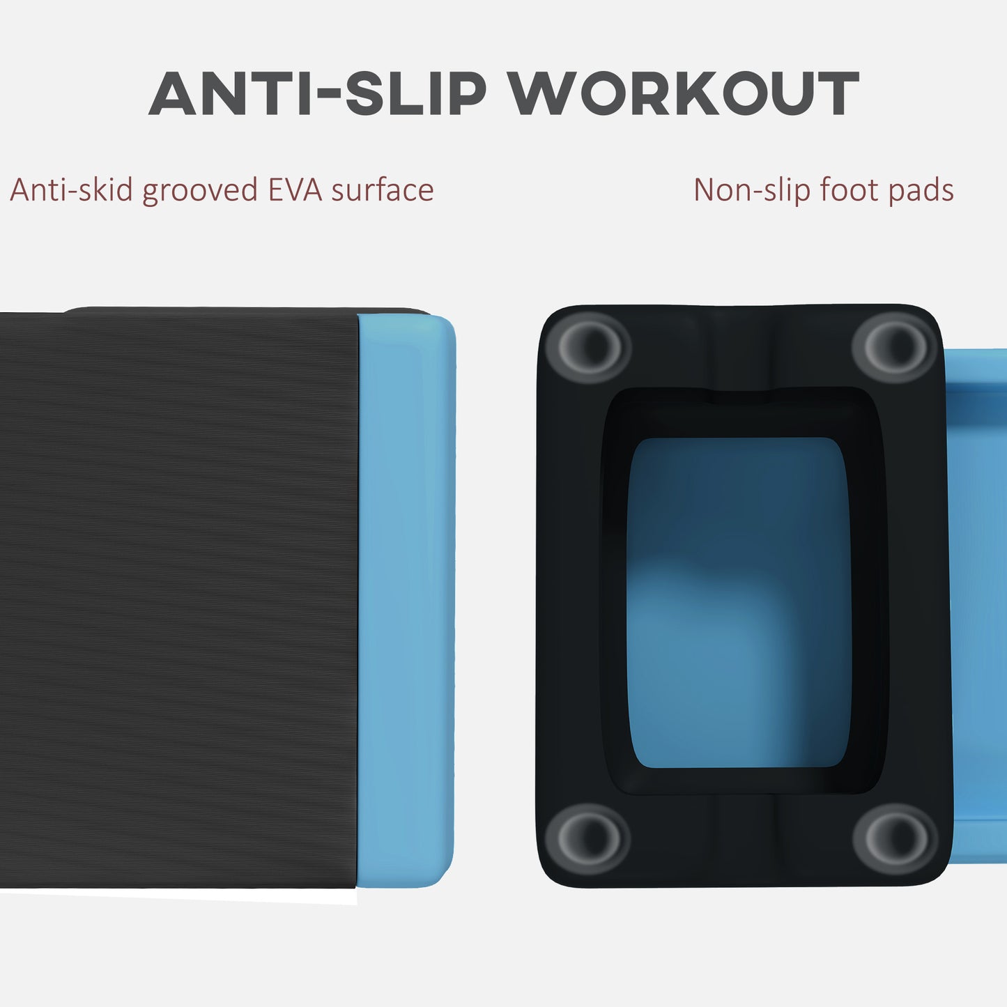 Adjustable Fitness Stepper, With Non-Slip Surface, For Home, Gym, Office Workout, Light Blue