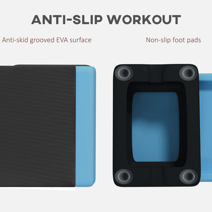 Adjustable Fitness Stepper, With Non-Slip Surface, For Home, Gym, Office Workout, Light Blue