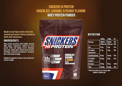 Snickers HiProtein | Chocolate Caramel & Peanut Flavour Protein Powder 480g