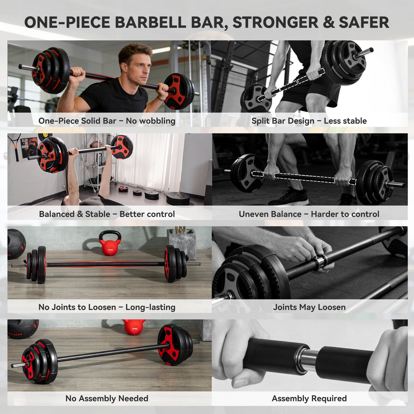 20kg Adjustable Barbell Weights Set For Home Gym, Strength Training